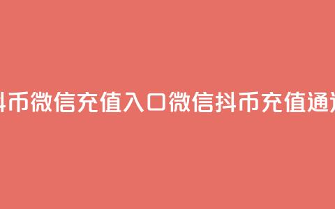 抖币微信充值入口(微信抖币充值通道)  第1张