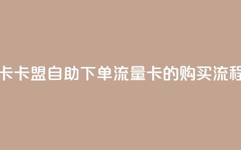 卡盟自助下单流量卡 - 卡盟自助下单流量卡的购买流程及注意事项~  第1张