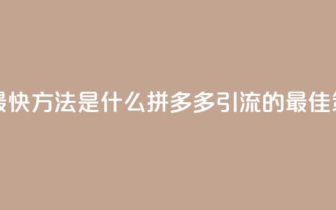拼多多引流的最快方法是什么 - 拼多多引流的最佳策略分享~ 第1张 拼多多引流的最快方法是什么 - 拼多多引流的最佳策略分享~ 第1张