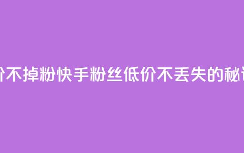 快手粉丝低价不掉粉 - 快手粉丝低价不丢失的秘诀解析~  第1张