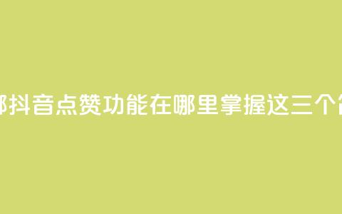 抖音点赞在哪哪 - 抖音点赞功能在哪里?掌握这三个简单步骤!~ 第1张 抖音点赞在哪哪 - 抖音点赞功能在哪里?掌握这三个简单步骤!~ 第1张