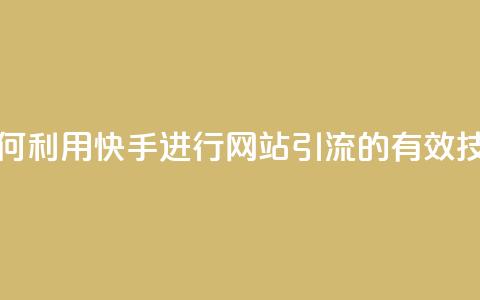 如何利用快手进行网站引流的有效技巧 第1张 如何利用快手进行网站引流的有效技巧 第1张