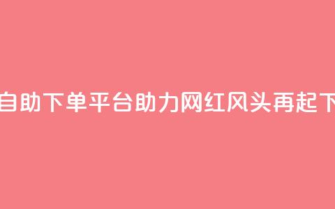 热门自助下单平台助力网红风头再起 第1张 热门自助下单平台助力网红风头再起 第1张