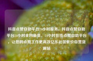 抖音点赞自助平台24小时服务，抖音点赞自助平台24小时全网最低，24小时在线点赞自助平台，让您的点赞工作更高效亿乐社区低价自营货源站