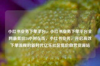 小红书业务下单平台，小红书业务下单平台全网最低价24小时在线，小红书业务，开启高效下单流程的新时代亿乐社区低价自营货源站