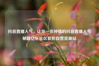抖音直播人气，让你一见钟情的抖音直播人气秘籍亿乐社区低价自营货源站