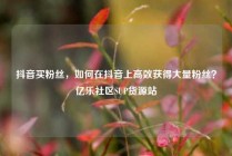抖音买粉丝，如何在抖音上高效获得大量粉丝？亿乐社区SUP货源站
