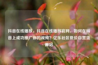 抖音在线播放，抖音在线播放官网，如何在抖音上成功推广你的视频？亿乐社区低价自营货源站