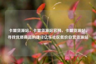 卡盟货源站，卡盟货源站官网，卡盟货源站，寻找优质商品的捷径亿乐社区低价自营货源站