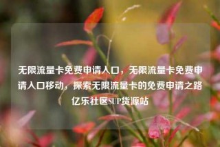 无限流量卡免费申请入口，无限流量卡免费申请入口移动，探索无限流量卡的免费申请之路亿乐社区SUP货源站