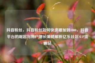 抖音粉丝，抖音粉丝如何快速增加到1000，抖音平台的崛起与用户增长策略解析亿乐社区SUP货源站