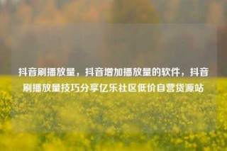 抖音刷播放量，抖音增加播放量的软件，抖音刷播放量技巧分享亿乐社区低价自营货源站