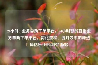 24小时dy业务自助下单平台，24小时智能直销业务自助下单平台，简化流程、提升效率的新选择亿乐社区SUP货源站
