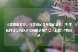 抖音刷播放量，抖音增加播放量的软件，如何在抖音上高效刷取高播放量？亿乐社区SUP货源站