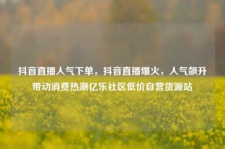 抖音直播人气下单，抖音直播爆火，人气飙升带动消费热潮亿乐社区低价自营货源站