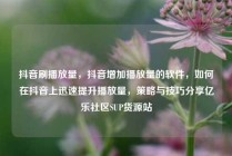 抖音刷播放量，抖音增加播放量的软件，如何在抖音上迅速提升播放量，策略与技巧分享亿乐社区SUP货源站