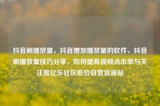 抖音刷播放量，抖音增加播放量的软件，抖音刷播放量技巧分享，如何提高视频点击率与关注度亿乐社区低价自营货源站