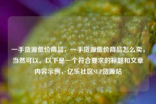 一手货源低价商品，一手货源低价商品怎么卖，当然可以。以下是一个符合要求的标题和文章内容示例，亿乐社区SUP货源站