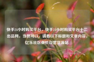 快手24小时购买平台，快手24小时购买平台十二出品网，当然可以，请看以下标题和文章内容，亿乐社区低价自营货源站
