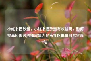 小红书播放量，小红书播放量有收益吗，如何提高短视频的播放量？亿乐社区低价自营货源站
