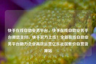 快手在线自助业务平台，快手在线自助业务平台微信支付，快手官方上线！全新在线自助业务平台助力企业高效运营亿乐社区低价自营货源站