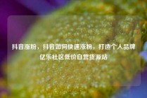 抖音涨粉，抖音如何快速涨粉，打造个人品牌亿乐社区低价自营货源站