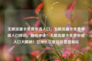 无限流量卡免费申请入口，无限流量卡免费申请入口移动，超级便捷！无限流量卡免费申请入口大揭秘！亿乐社区低价自营货源站