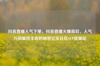 抖音直播人气下单，抖音直播火爆背后，人气与销量双丰收的秘密亿乐社区SUP货源站
