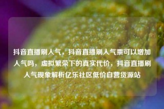 抖音直播刷人气，抖音直播刷人气票可以增加人气吗，虚拟繁荣下的真实代价，抖音直播刷人气现象解析亿乐社区低价自营货源站