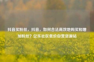 抖音买粉丝，抖音，如何合法高效地购买和增加粉丝？亿乐社区低价自营货源站