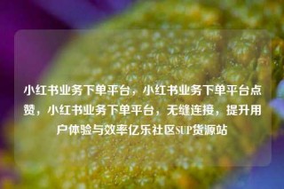 小红书业务下单平台，小红书业务下单平台点赞，小红书业务下单平台，无缝连接，提升用户体验与效率亿乐社区SUP货源站