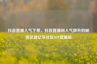 抖音直播人气下单，抖音直播间人气飙升的秘密武器亿乐社区SUP货源站