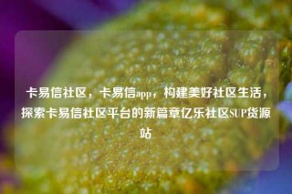 卡易信社区，卡易信app，构建美好社区生活，探索卡易信社区平台的新篇章亿乐社区SUP货源站