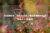 抖音刷粉丝，如何在抖音上高效地刷取粉丝亿乐社区SUP货源站