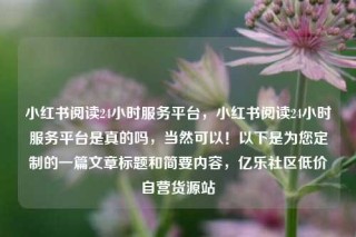 小红书阅读24小时服务平台，小红书阅读24小时服务平台是真的吗，当然可以！以下是为您定制的一篇文章标题和简要内容，亿乐社区低价自营货源站