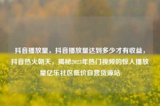 抖音播放量，抖音播放量达到多少才有收益，抖音热火朝天，揭秘2023年热门视频的惊人播放量亿乐社区低价自营货源站