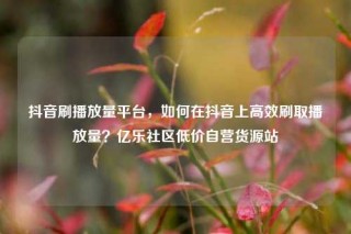 抖音刷播放量平台，如何在抖音上高效刷取播放量？亿乐社区低价自营货源站