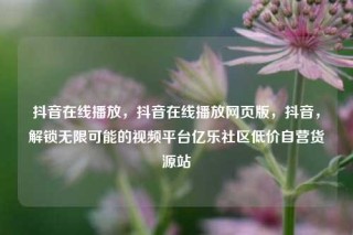 抖音在线播放，抖音在线播放网页版，抖音，解锁无限可能的视频平台亿乐社区低价自营货源站