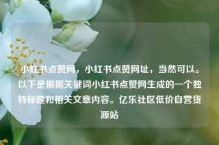 小红书点赞网，小红书点赞网址，当然可以。以下是根据关键词小红书点赞网生成的一个独特标题和相关文章内容。亿乐社区低价自营货源站