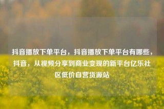 抖音播放下单平台，抖音播放下单平台有哪些，抖音，从视频分享到商业变现的新平台亿乐社区低价自营货源站