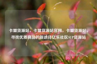 卡盟货源站，卡盟货源站官网，卡盟货源站，寻找优质商品的新途径亿乐社区SUP货源站