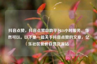 抖音点赞，抖音点赞自助平台24小时服务，当然可以。以下是一篇关于抖音点赞的文章，亿乐社区低价自营货源站