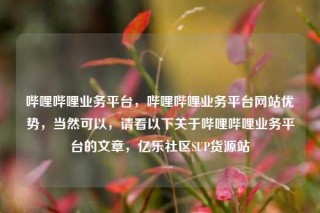 哔哩哔哩业务平台，哔哩哔哩业务平台网站优势，当然可以，请看以下关于哔哩哔哩业务平台的文章，亿乐社区SUP货源站