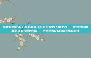 抖音充值充不了怎么回事,KS低价业务下单平台 - 拼多多转盘最后0.01解决办法 - 拼多多助力发布任务的软件