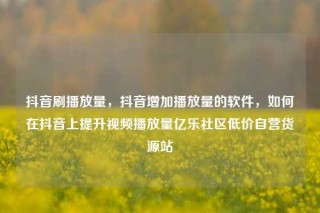 抖音刷播放量，抖音增加播放量的软件，如何在抖音上提升视频播放量亿乐社区低价自营货源站