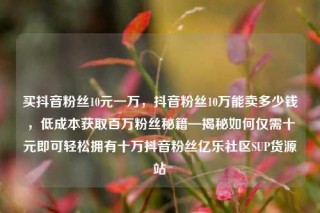 买抖音粉丝10元一万，抖音粉丝10万能卖多少钱，低成本获取百万粉丝秘籍—揭秘如何仅需十元即可轻松拥有十万抖音粉丝亿乐社区SUP货源站