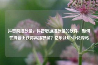 抖音刷播放量，抖音增加播放量的软件，如何在抖音上获得高播放量？亿乐社区SUP货源站