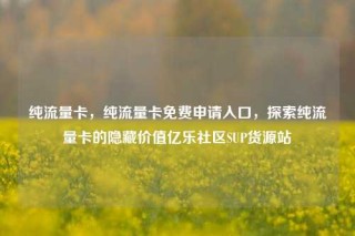 纯流量卡，纯流量卡免费申请入口，探索纯流量卡的隐藏价值亿乐社区SUP货源站