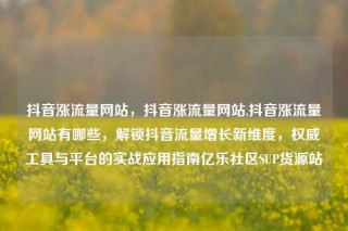 抖音涨流量网站，抖音涨流量网站,抖音涨流量网站有哪些，解锁抖音流量增长新维度，权威工具与平台的实战应用指南亿乐社区SUP货源站