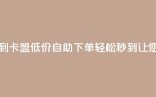 卡盟低价自助下单秒到 - 卡盟低价自助下单轻松秒到，让您省时省力省钱。